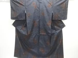 未使用品　菊模様織出し本場泥大島紬着物アンサンブル